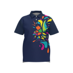 Ocean Sunset Waves Polo Blue