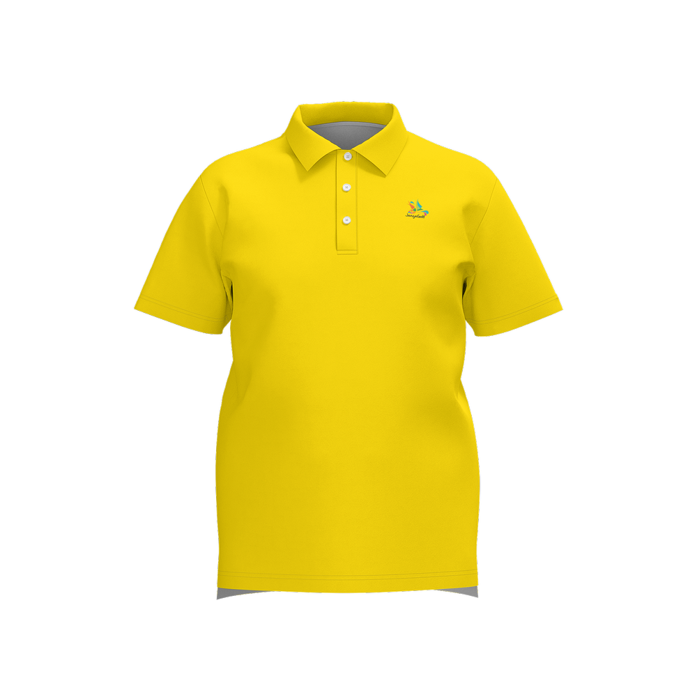 Pin Flag Yellow Performance Polo - Yellow performance golf polo front view