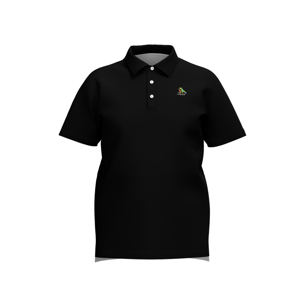 Black Tee Performance Polo - Luxury black 160g technical golf polo front view