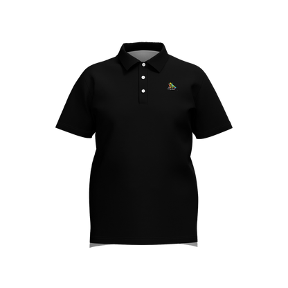 Black Tee Performance Polo - Luxury black 160g technical golf polo front view