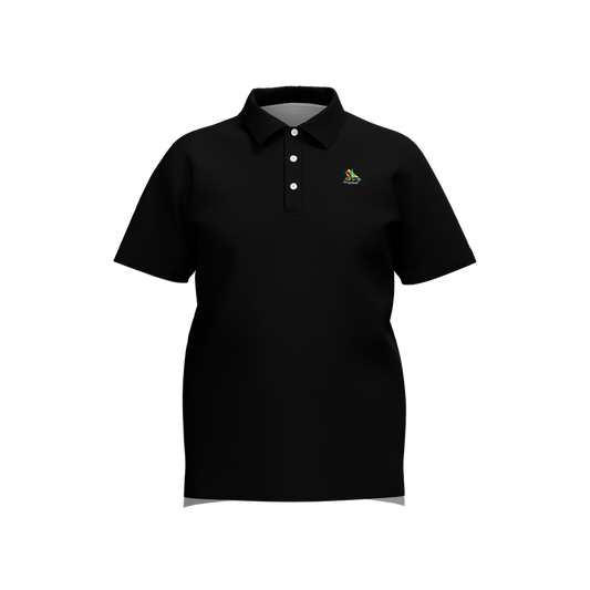 Black Tee Performance Polo - Luxury black 160g technical golf polo front view