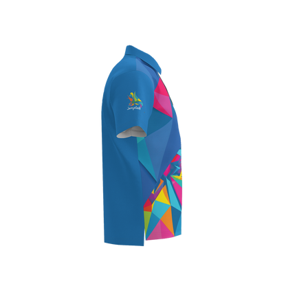 Prism Divide Polo - Side view geometric golf polo Janga Golf