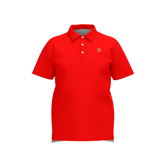 Sunday Crimson Performance Polo - 160g athletic technical golf shirt front view