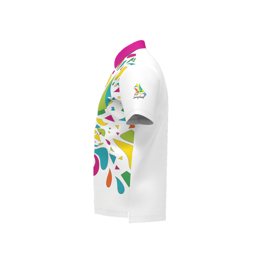 Ocean Sunset Waves Polo White