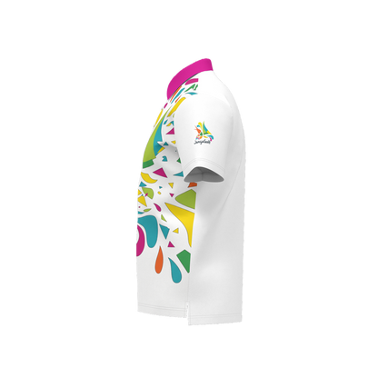 Ocean Sunset Waves Polo White