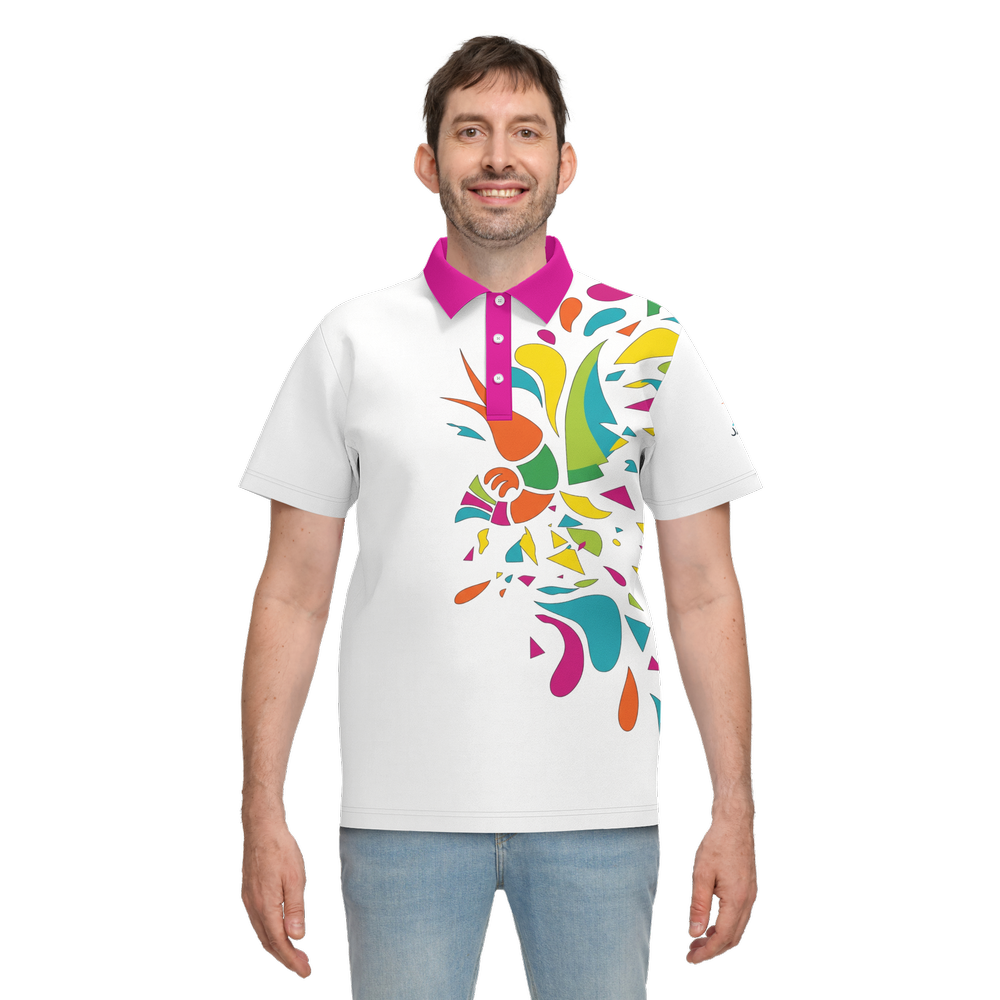 Ocean Sunset Waves Polo White