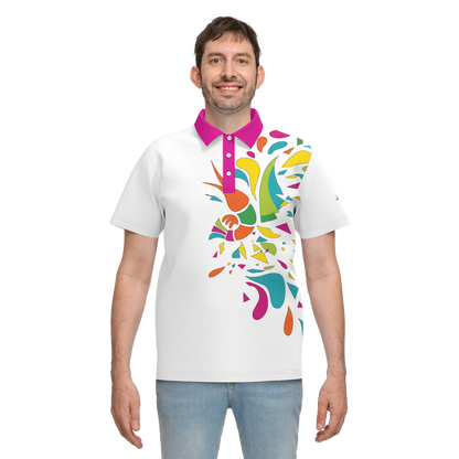 Ocean Sunset Waves Polo White