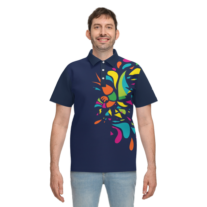 Ocean Sunset Waves Polo Blue