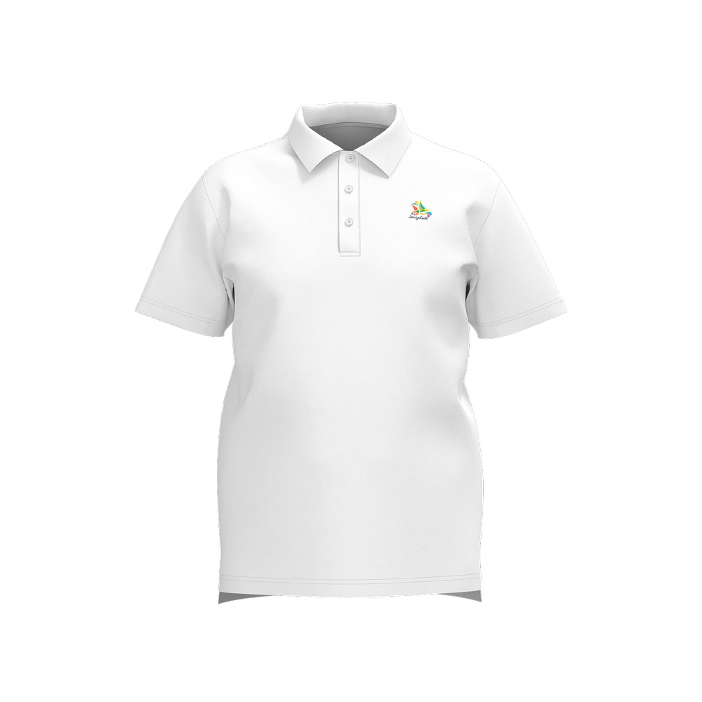 Pure White Performance Polo - Clean white athletic golf shirt front view