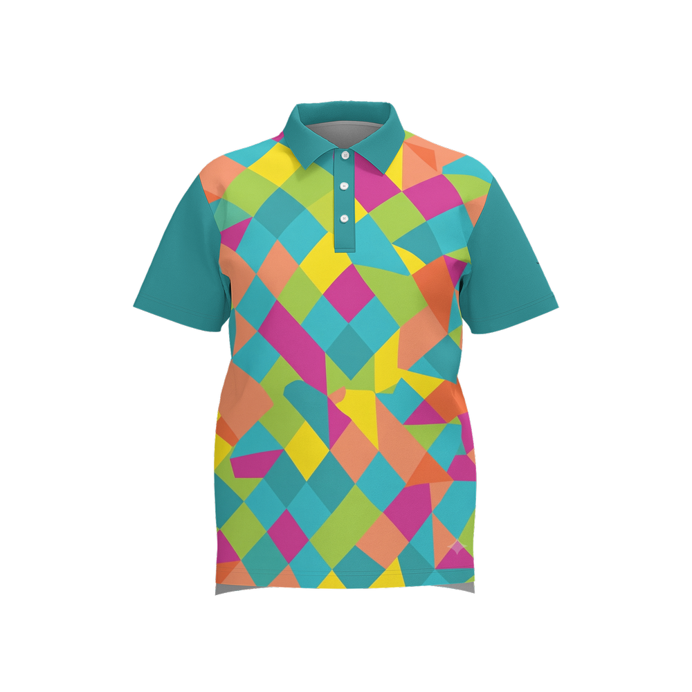 The Wave Tropical Polo - Front view premium performance golf shirt by Janga Golf