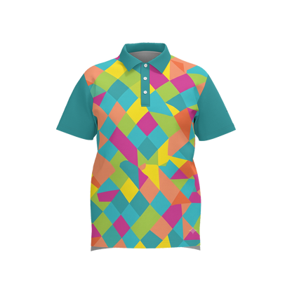 The Wave Tropical Polo - Front view premium performance golf shirt by Janga Golf