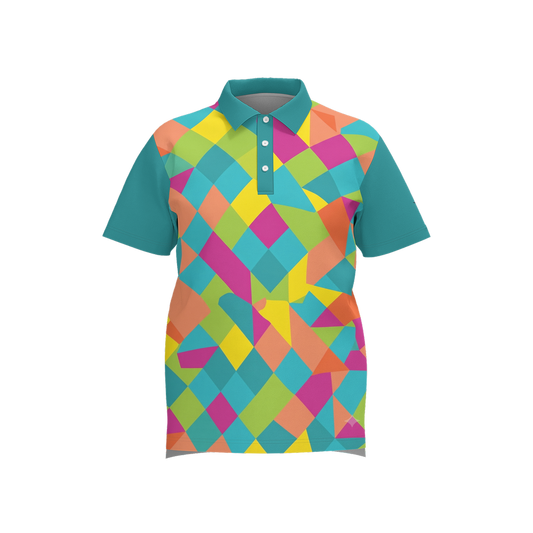 The Wave Tropical Polo - Front view premium performance golf shirt by Janga Golf