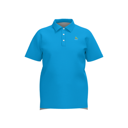 Water Hazard Blue Performance Polo - Bright blue athletic golf polo front view