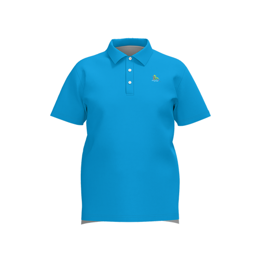 Water Hazard Blue Performance Polo - Bright blue athletic golf polo front view