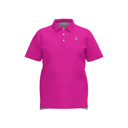 Birdie Pink Performance Polo - Bold pink athletic golf polo front view