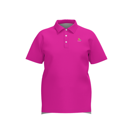 Birdie Pink Performance Polo - Bold pink athletic golf polo front view