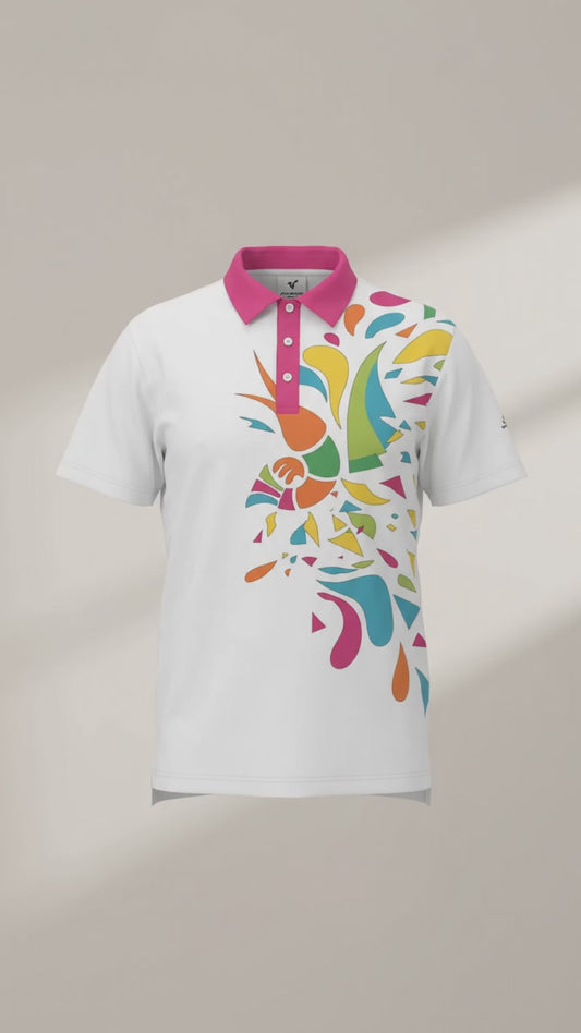 Ocean Sunset Waves Polo White